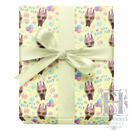 Papel De Presente Great Dane Birthday Gift Wrapping Paper Yellow