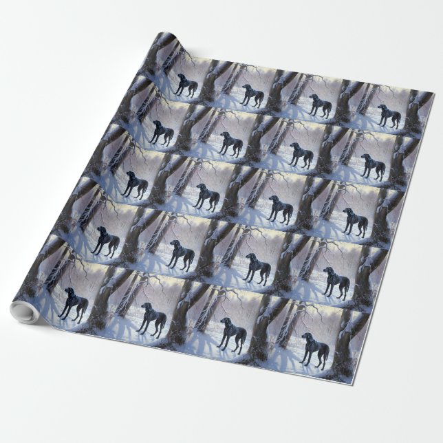 Papel De Presente Great Dane Deixe Nevar Natal (Desenrolado)