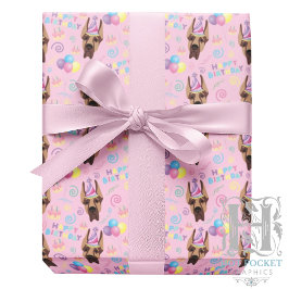 Papel De Presente Great Dane Wrapping Paper in Pink