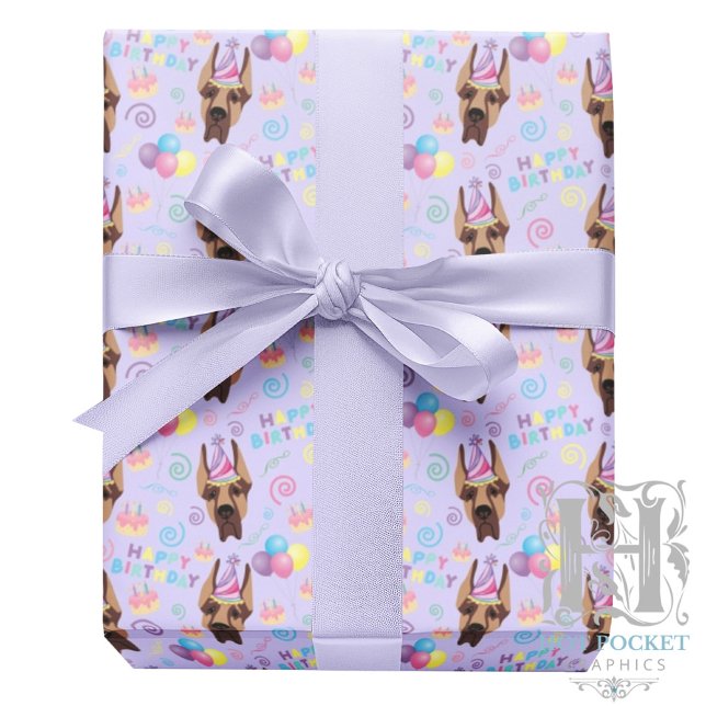 Papel De Presente Great Dane Wrapping Paper in Purple (Criador carregado)