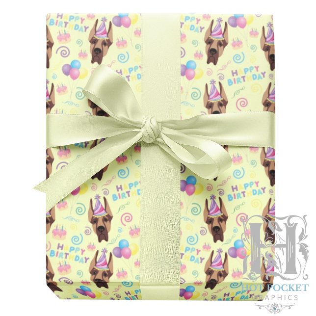 Papel De Presente Great Dane Wrapping Paper in Yellow (Criador carregado)