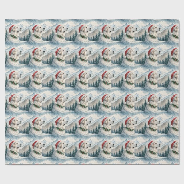 Papel De Presente Great Pyrenees Christmas Wrapping Paper (Aberto)