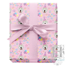 Papel De Presente Great Pyrenees Wrapping Paper Pink
