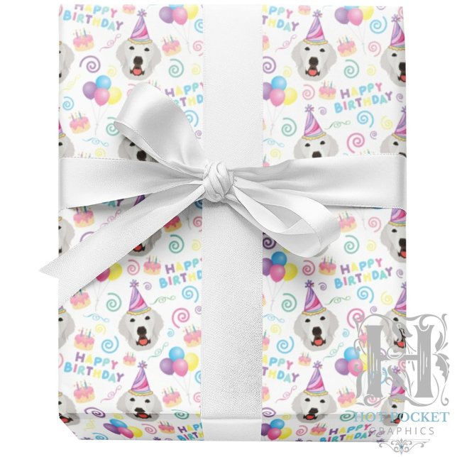 Papel De Presente Great Pyrenees Wrapping Paper White (Criador carregado)
