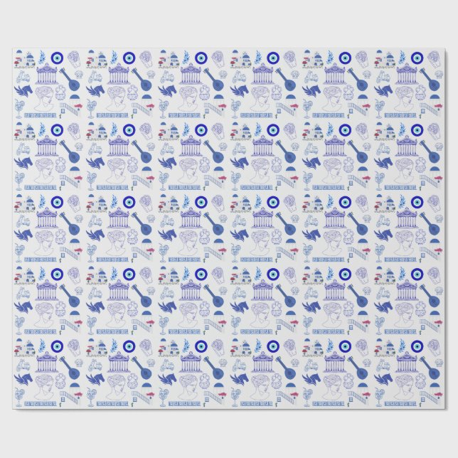 Papel De Presente Greece Blue and White (Aberto)