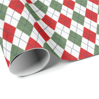 Papel De Presente Green and Red Argyle Pattern