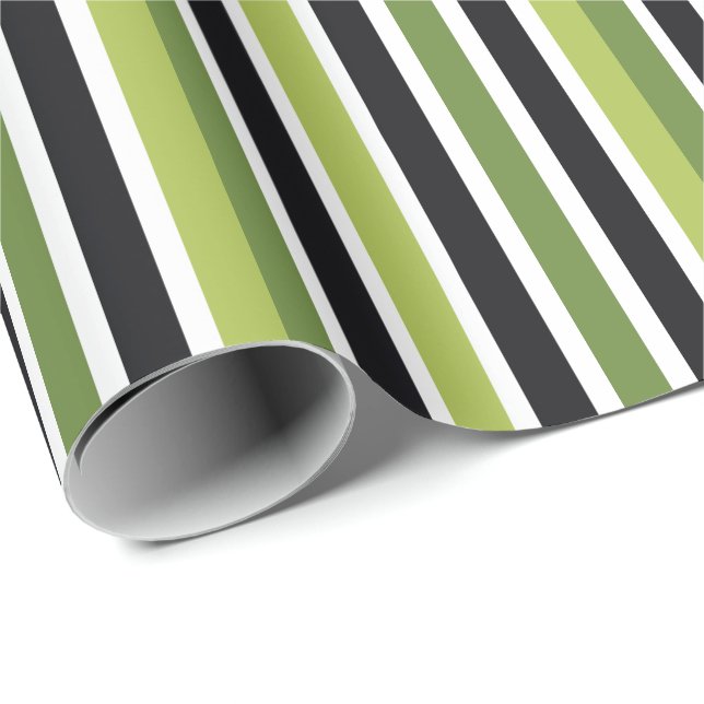 Papel De Presente Green Black Stripes (Ponta do rolo)