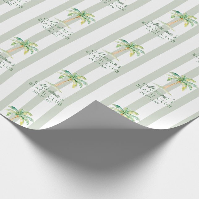 Papel De Presente Green Cabana Stripes Palm Beach Club (Ponta)