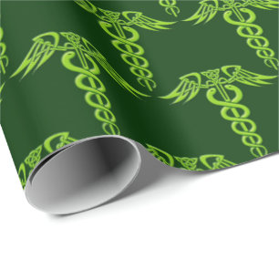 Papel De Presente Green Celtic Knot Caduceus
