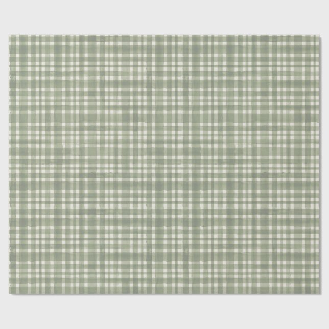 Papel De Presente Green Gingham Plaid Wrapping Paper (Aberto)