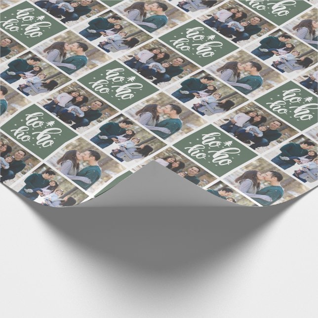 Papel De Presente Green Ho Ho Feliz Natal - 3 Fotos (Ponta)