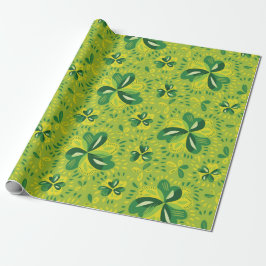 Papel De Presente Green Irish Clover Pattern