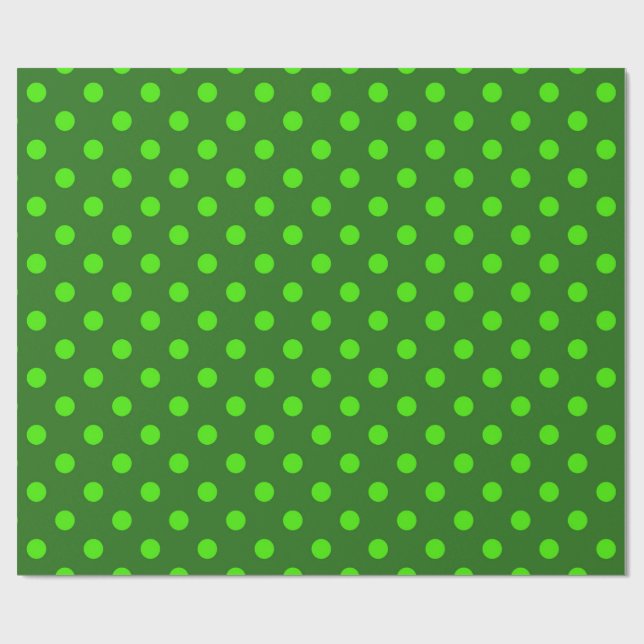 Papel De Presente Green On Dark Green Polka Dots Pattern Design  (Aberto)