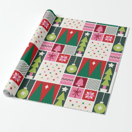 Papel De Presente Green Red Pink Geometric Modern Christmas Wrapping