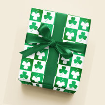 Green Shamrock Clover no Checkerboard Irish Party