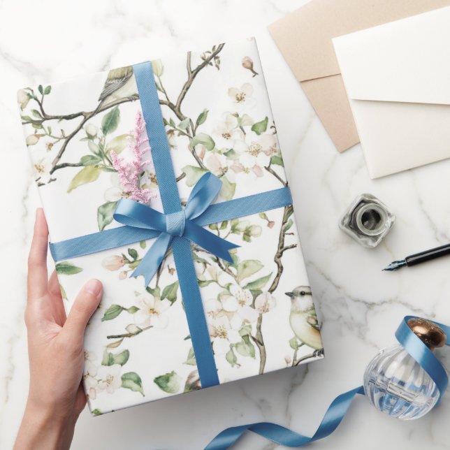 Papel De Presente Green White Tulip Flowers Bridal Shower (Presentear)