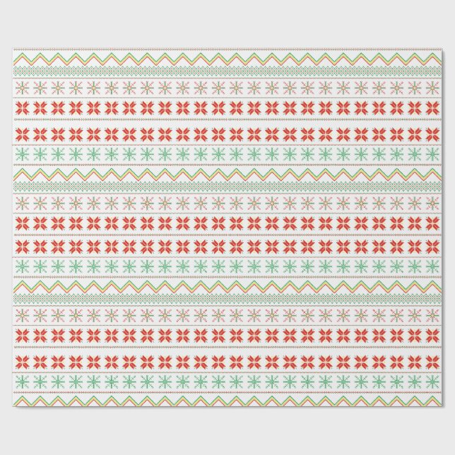 Papel De Presente Green-Yellow-Red Pixel knit Pattern (Aberto)