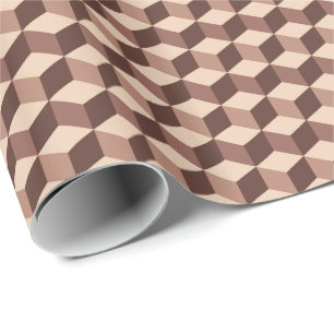 Papel De Presente Grelha de Diamantes Modernos, Taupe, Brown e Beige