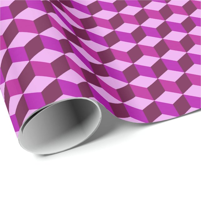 Papel De Presente Grelha Diamante Moderna, Ametista Roxo e Violeta (Ponta do rolo)