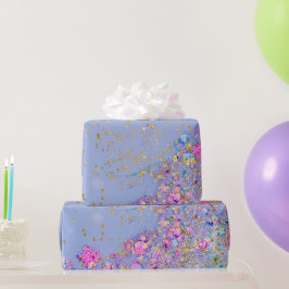 Papel De Presente Grelha Nadada Azul Grelha Rosa Grelha Dourada