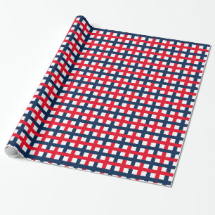 Papel De Presente grelha patriótica de cor azul vermelha de 4 de ju