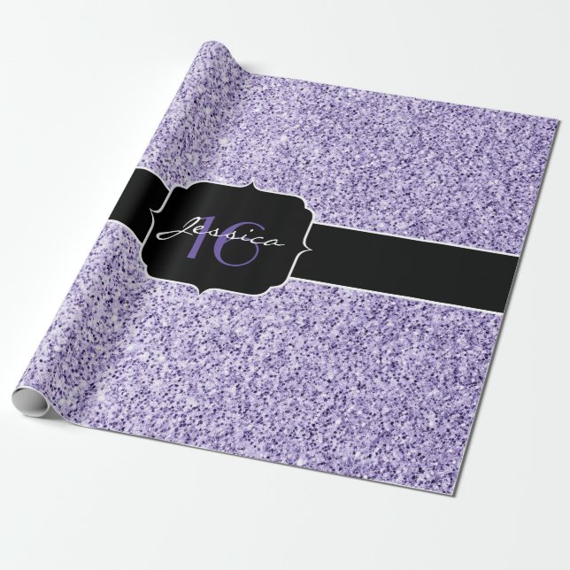 Papel De Presente Grelha púrpura ultra violeta brilhante Doce 16 (Desenrolado)