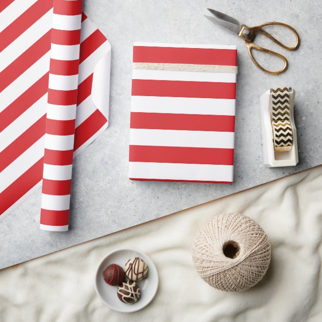 Papel De Presente Greve de Doce Vermelho E Branco Grande (Artesanato)