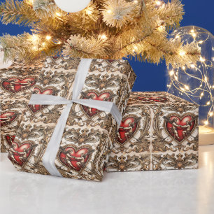 Papel De Presente "Greve de Seta de Coração"