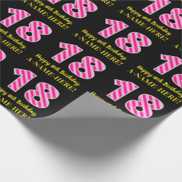 Papel De Presente Greve Rosa Divertida "18"; Feliz 18.º Aniversário;