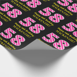 Papel De Presente Greve Rosa Divertida "58"; Feliz 58.o aniversário;
