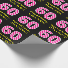 Papel De Presente Greve Rosa Divertida "60"; Feliz aniversário de 60
