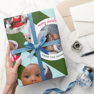 Papel De Presente Greve Verde Personalizada Fab Três Fotografias Xma