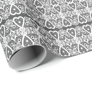 Papel De Presente Grey and white lace pattern