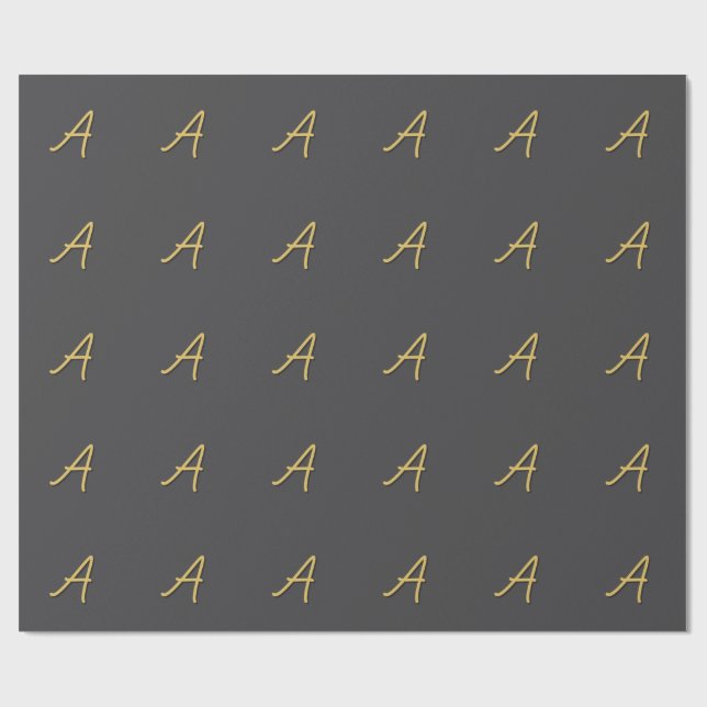 Papel De Presente Grey Gold Color Monogram Professional (Aberto)