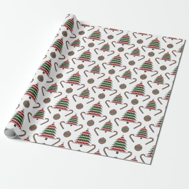 Papel De Presente Greyhound Christmas Tree Candy Cane Bauble (Desenrolado)
