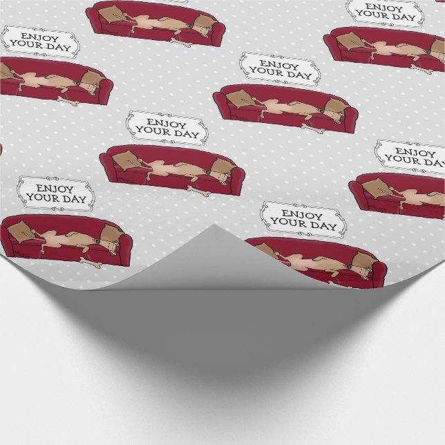 Papel De Presente Greyhound Cinza (cor de gamo) Cachorro Preguiçoso  (Ponta)
