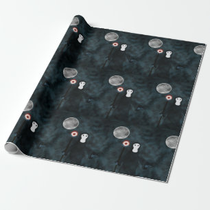 Papel De Presente Grim Reaper Halloween Night Moon