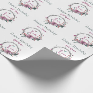 Papel De Presente Grinalda da flor do primeiro aniversario