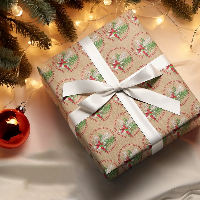 Papel De Presente Grinalda de Folhagem Verde com Cana de Açúcar Verm (Criador carregado)
