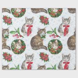 Papel De Presente Grinalda de Gato Adorável