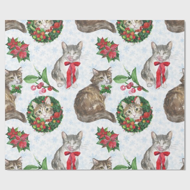 Papel De Presente Grinalda de Gato Adorável (Aberto)