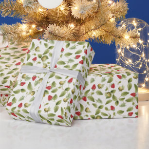 Papel De Presente Grinalda de Morango Silvestre Doce Vermelho Baby S