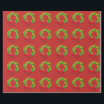 Papel De Presente Grinalda do Natal dos Arty - texto de<br><div class="desc">Grinalda do verde do Natal com a fita colorida variada das bolas e do vermelho do Natal.</div>