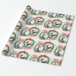 Papel De Presente Grinalda retro adorável das caniches do Natal