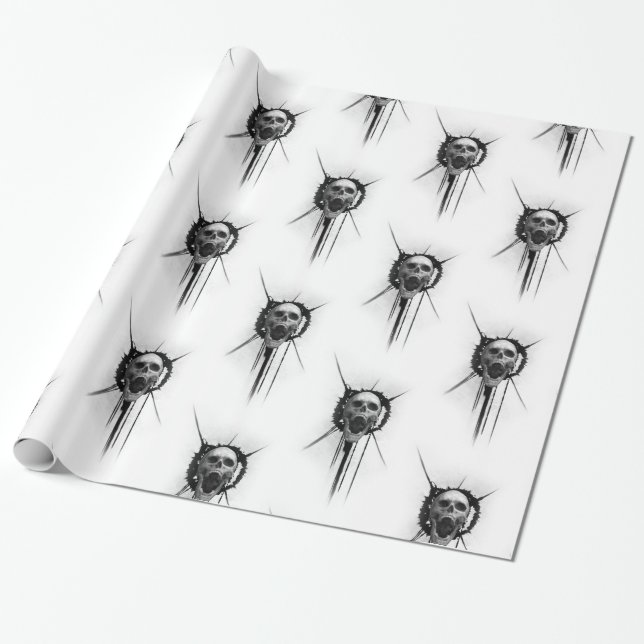 Papel De Presente Gritando papel de moldagem do crânio (Desenrolado)