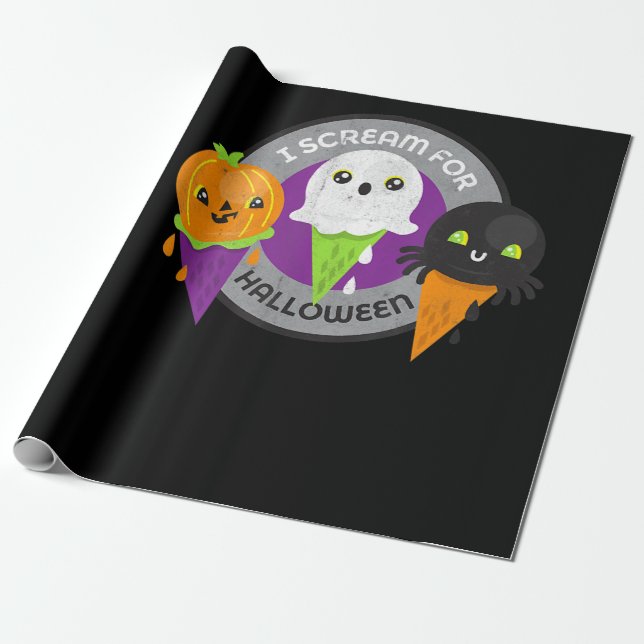 Papel De Presente Gritar para o Fantasma da Aranha-Pumpkin do Hallow (Desenrolado)