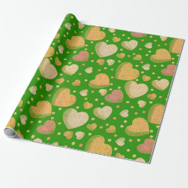 Papel De Presente Gritty Love corações vibrantes verdes