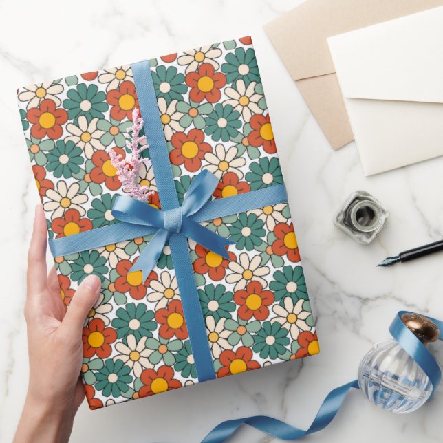 Papel De Presente Groovó Floral Hipopótamo Verde-Castanho (Presentear)