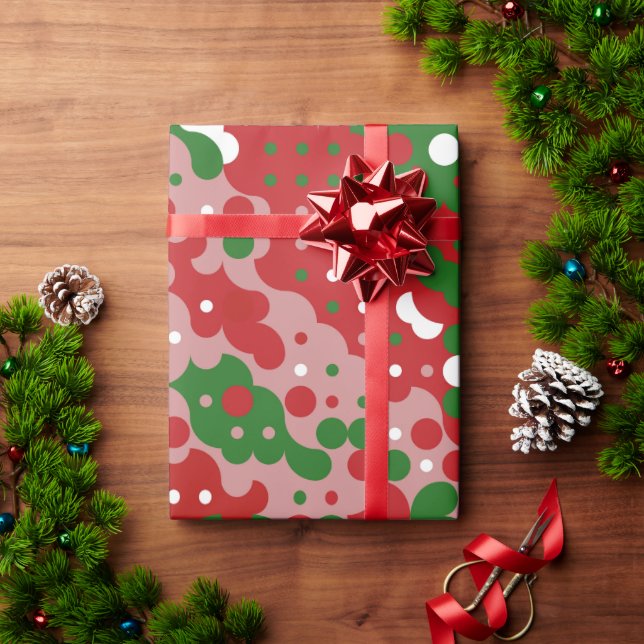 Papel De Presente Groovy Funky Mod Retro Padrão de Natal (Presente de Natal)