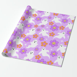 Papel De Presente Groovy Halloween Retro Spooky Design